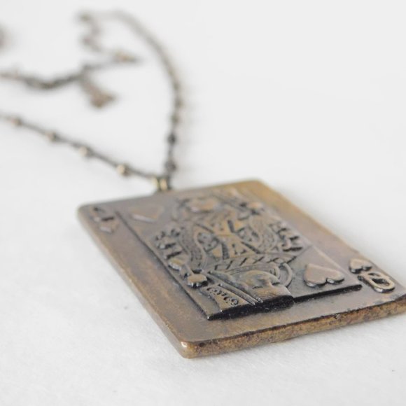 Queen of Hearts Lucky Brand brass necklace - Picture 3 of 6